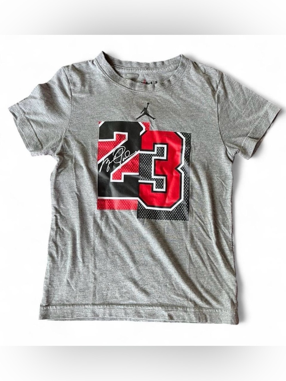 Jordan Kids' Gray Tee with Red & Black '23' Graphic